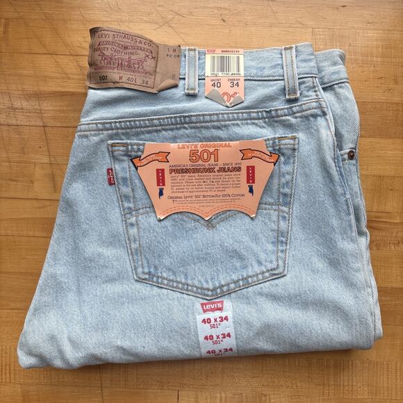 Vintage LEVIS 501 Button Fly Jeans 40 X 34 Preshrunk Deadstock USA Vintage 90s